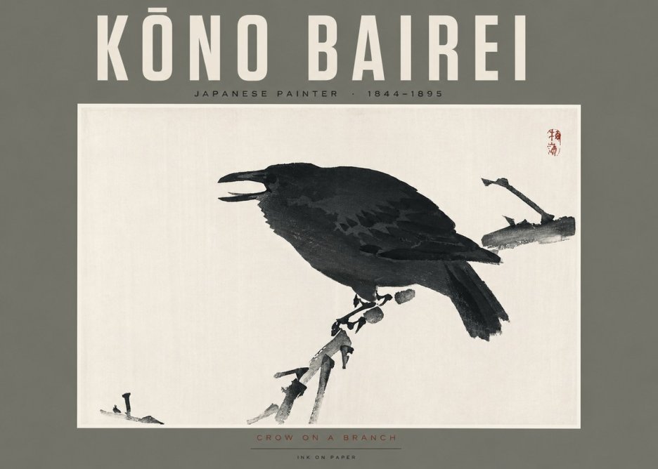 Kōno Bairei Crow on a Branch No2 - Plakát