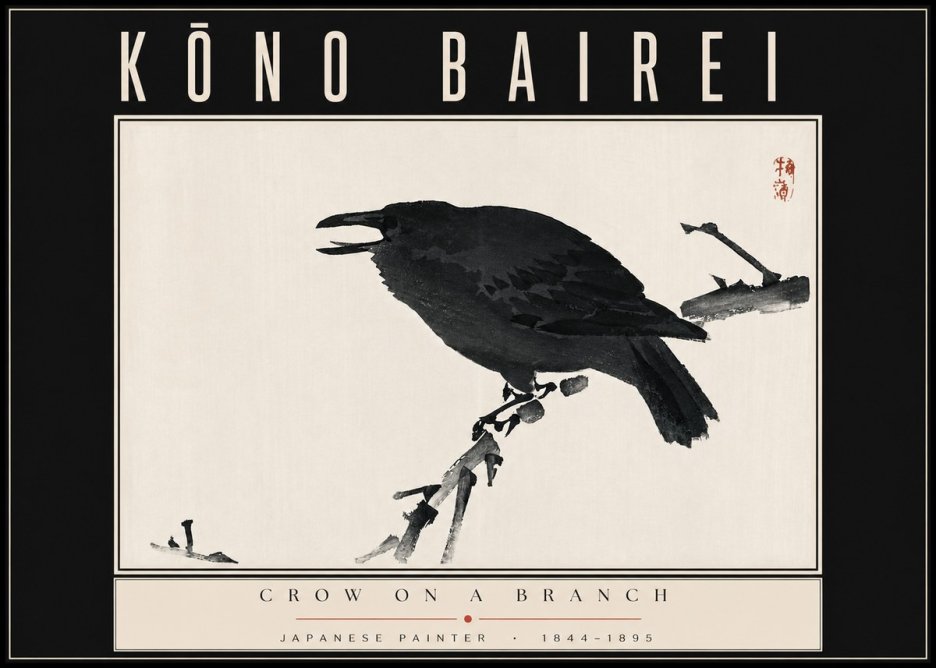 Kōno Bairei Crow on a Branch No4 - Plakát