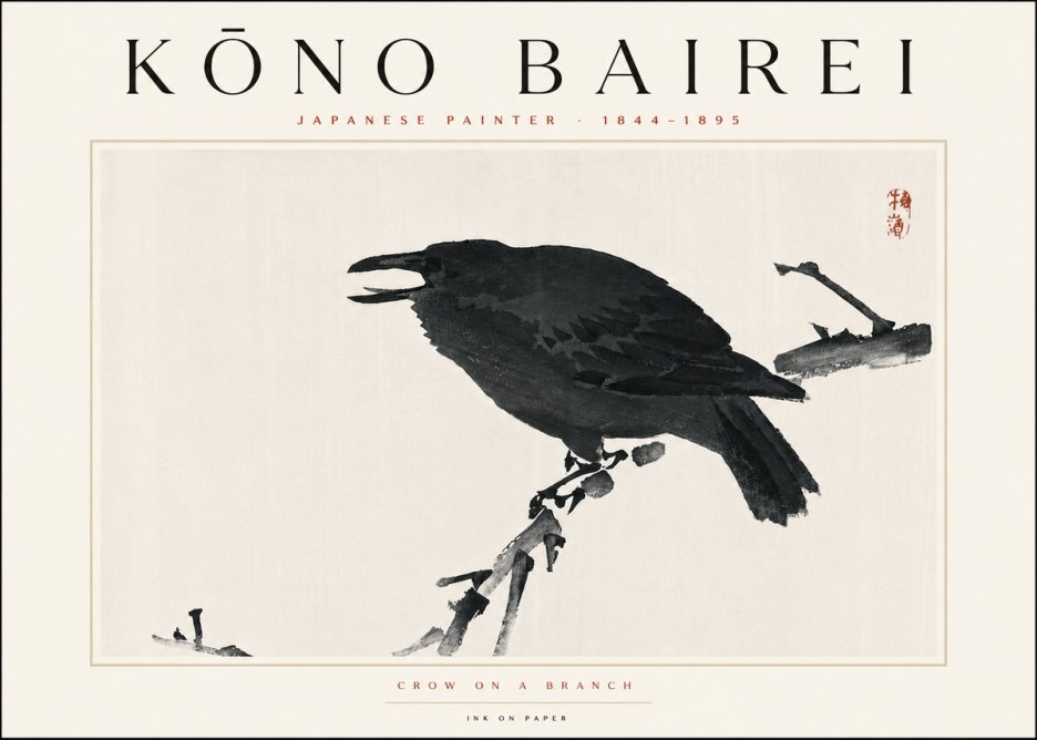 Kōno Bairei Crow on a Branch No6 - Plakát
