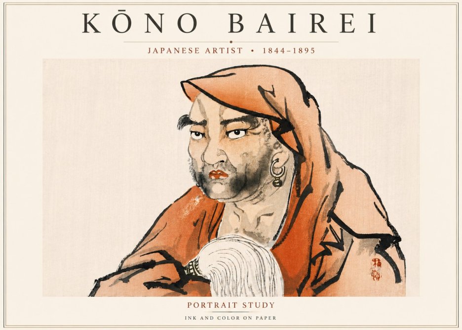 Kōno Bairei Portrait Study No3 - Plakát