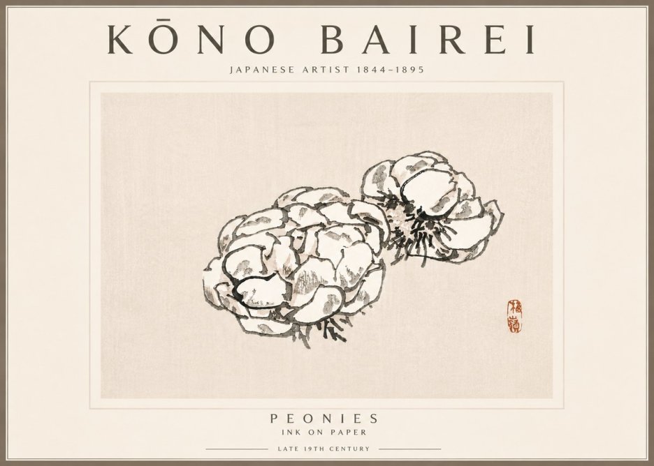 Kōno Bairei Peonies No6 - Plakát