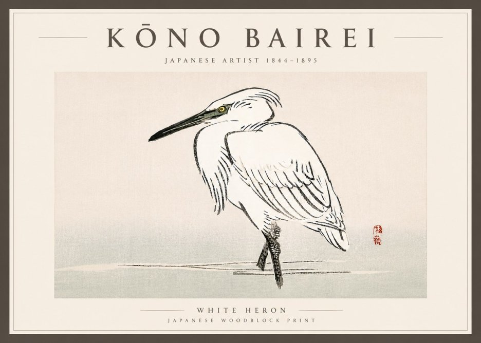 Kōno Bairei White Heron No6 - Plakát