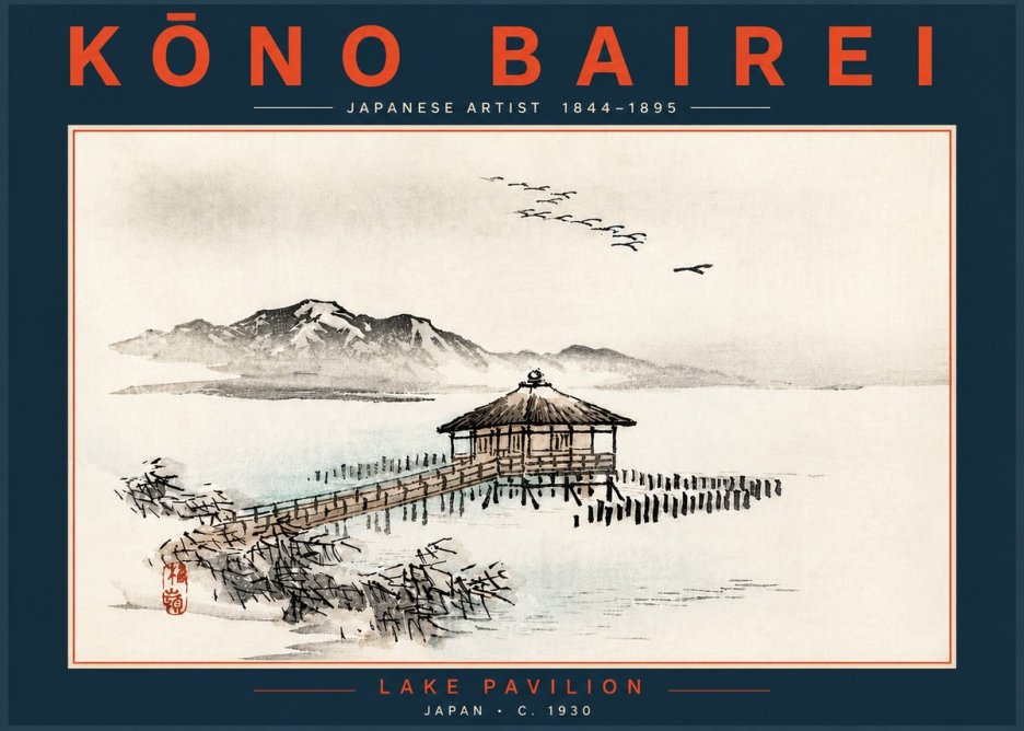 Kōno Bairei Lake Pavilion No5 - Plakát