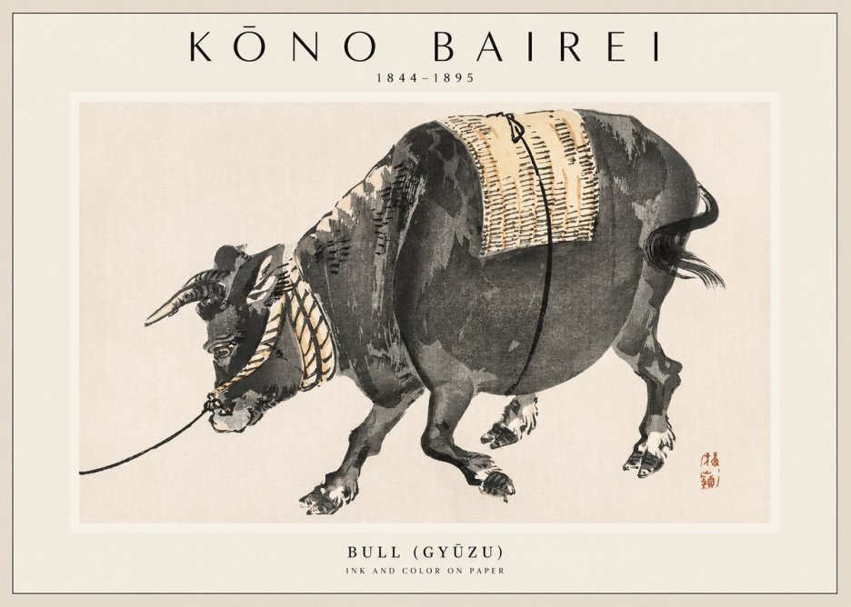 Kōno Bairei Bull (Gyūzu) No1 - Plakát