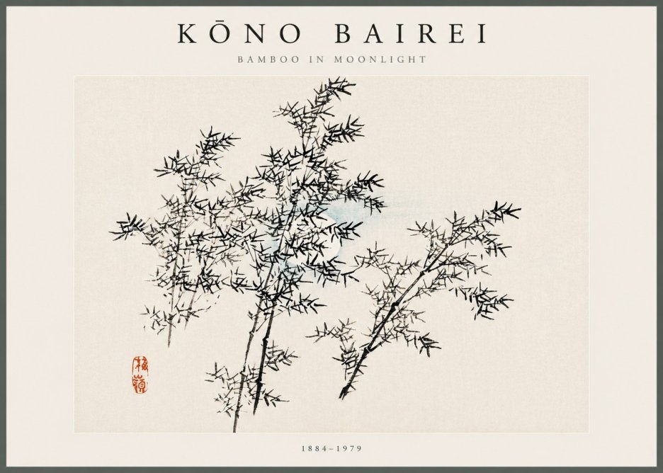 Kōno Bairei Bamboo in Moonlight No5 - Plakát