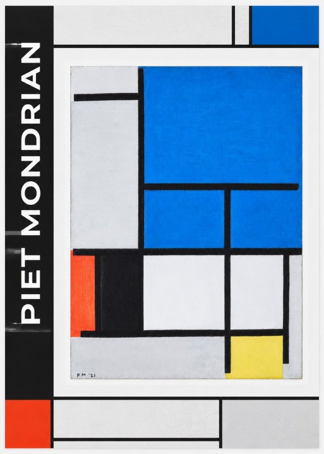 Piet Mondrian Composition with Red, Black, Blue, and Yellow No1 - Plakát