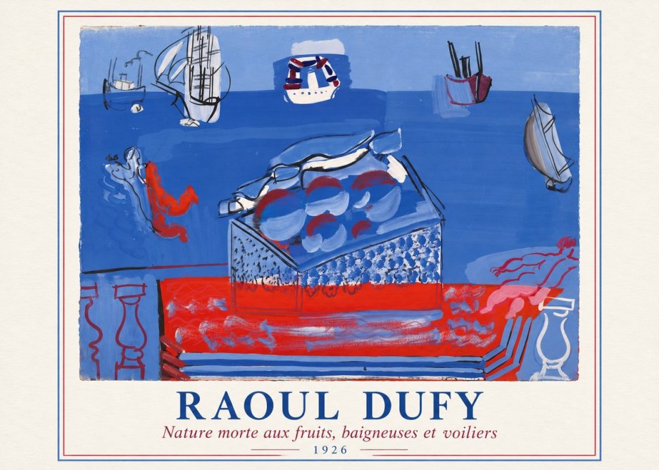 Raoul Dufy Nature Morte Aux Fruits, Baigneuses Et Voiliers No2 - Plakát