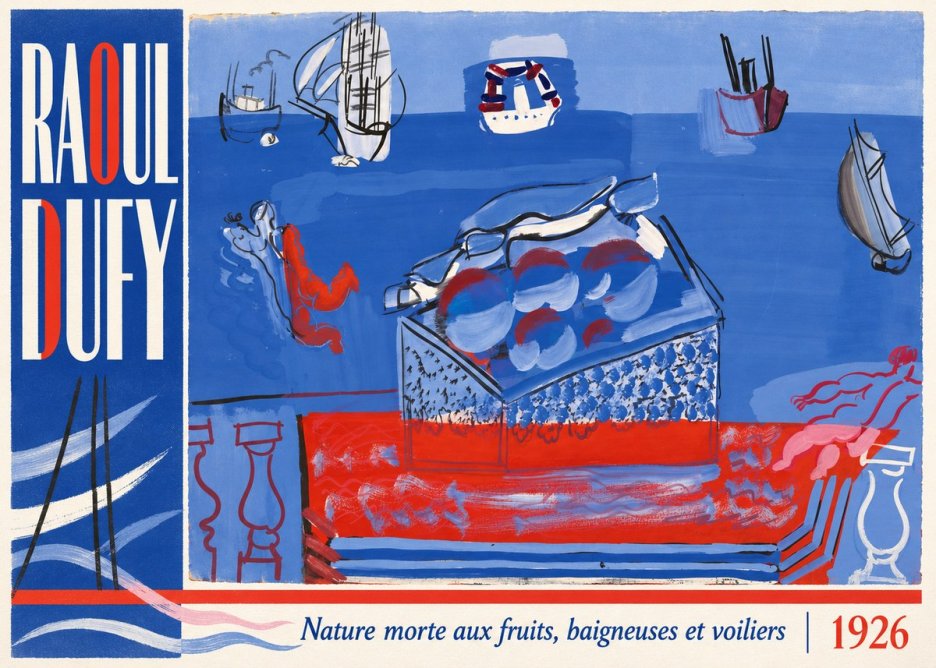 Raoul Dufy Nature Morte Aux Fruits, Baigneuses Et Voiliers No3 - Plakát