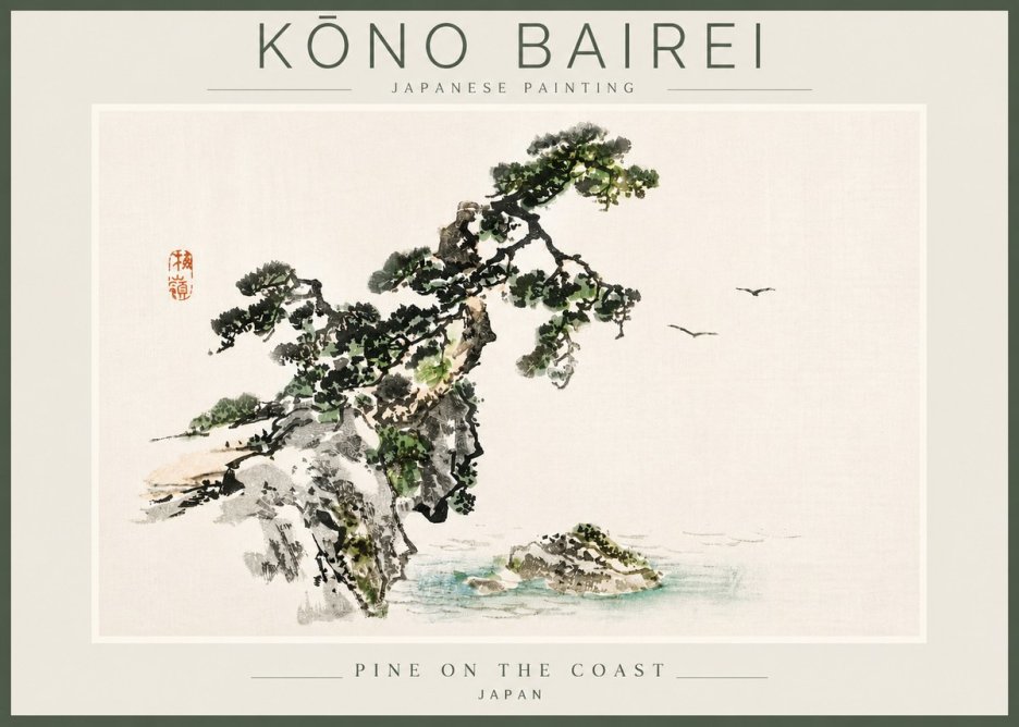 Kōno Bairei Pine on the Coast No3 - Plakát