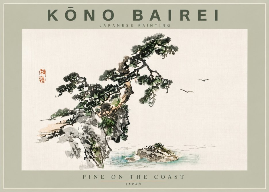 Kōno Bairei Pine on the Coast No4 - Plakát