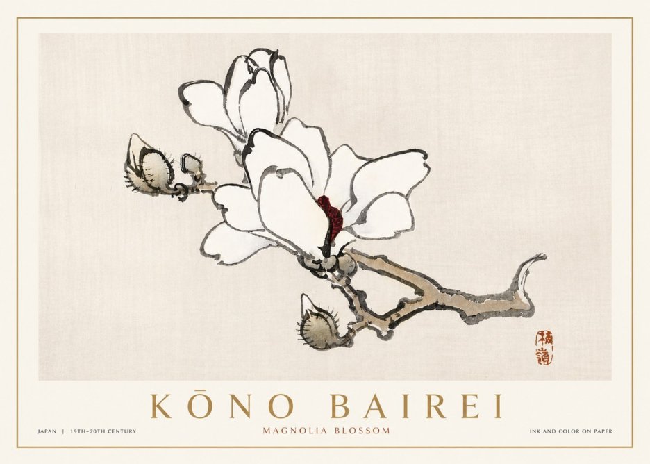 Kōno Bairei Magnolia Blossom No4 - Plakát