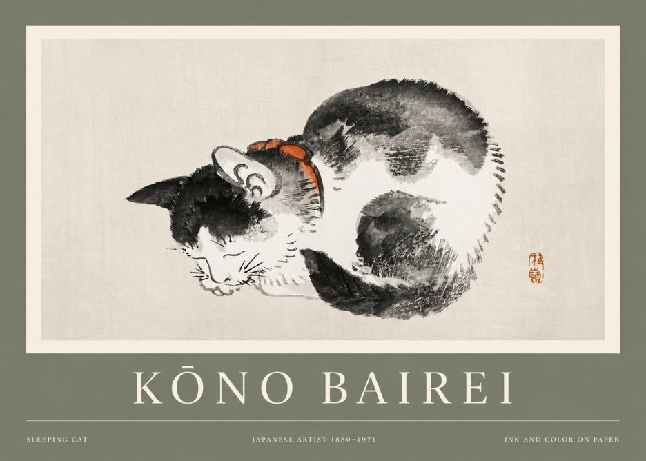 Kōno Bairei Sleeping Cat No2 - Plakát