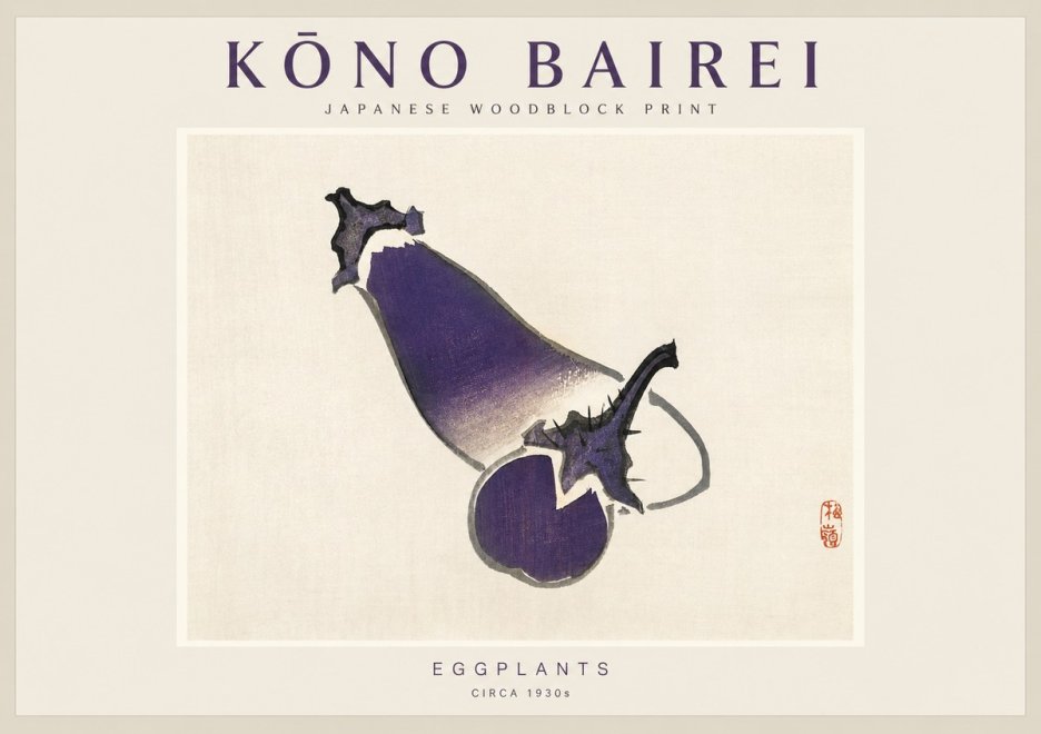Kōno Bairei Eggplants No1 - Plakát