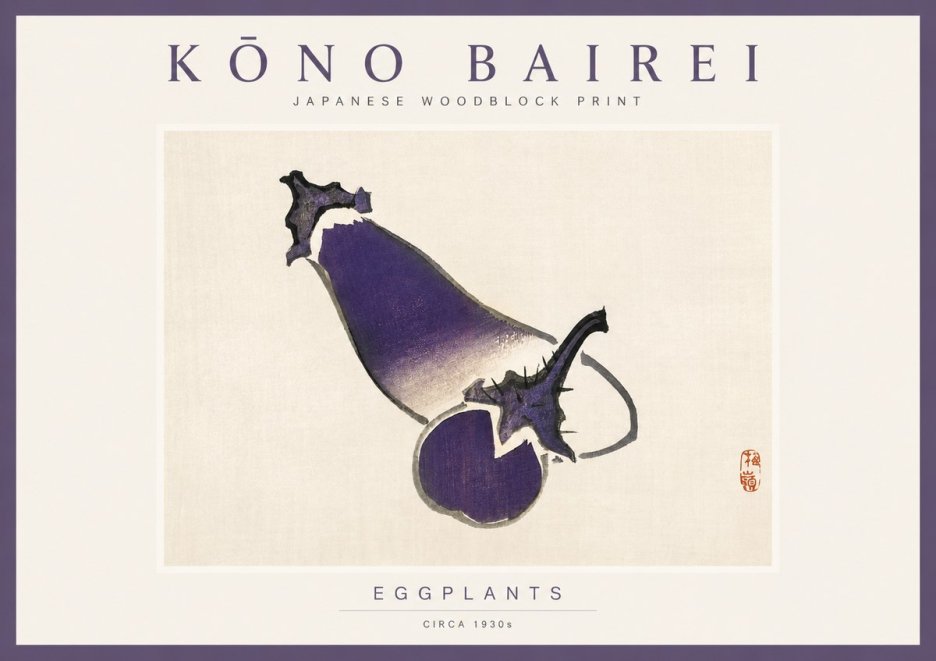 Kōno Bairei Eggplants No2 - Plakát