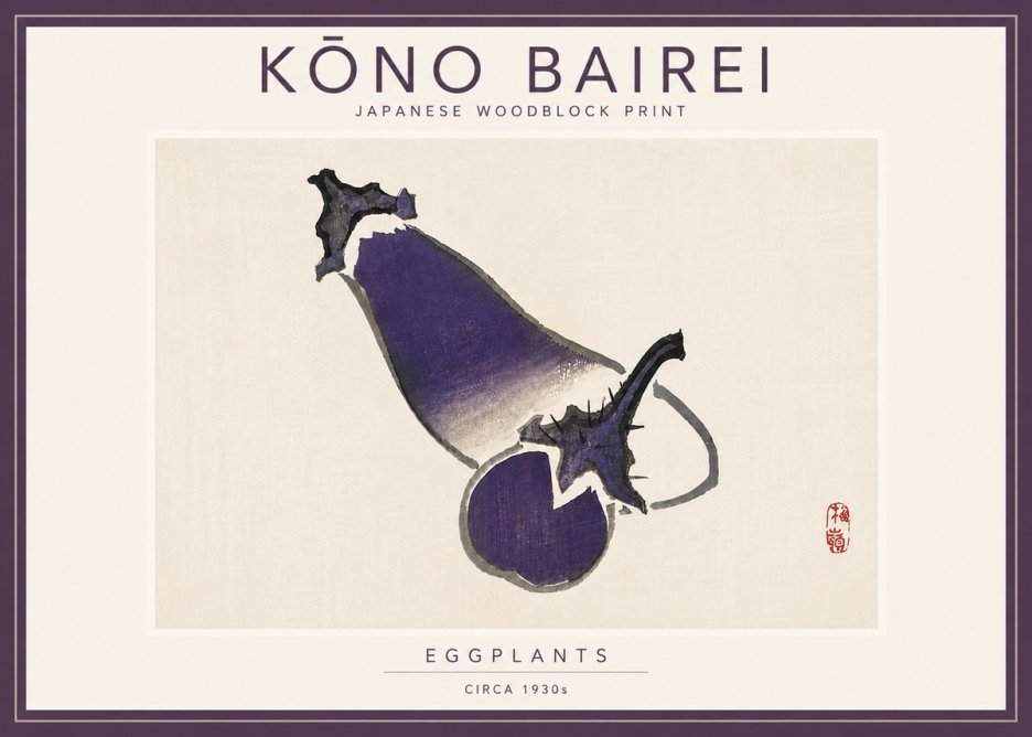 Kōno Bairei Eggplants No5 - Plakát