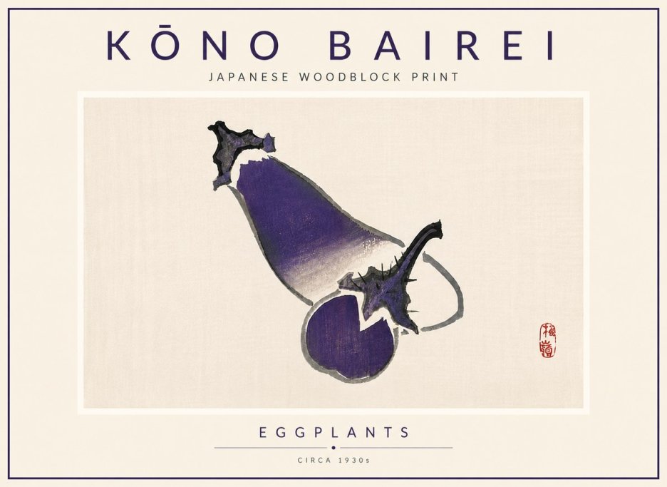 Kōno Bairei Eggplants No6 - Plakát