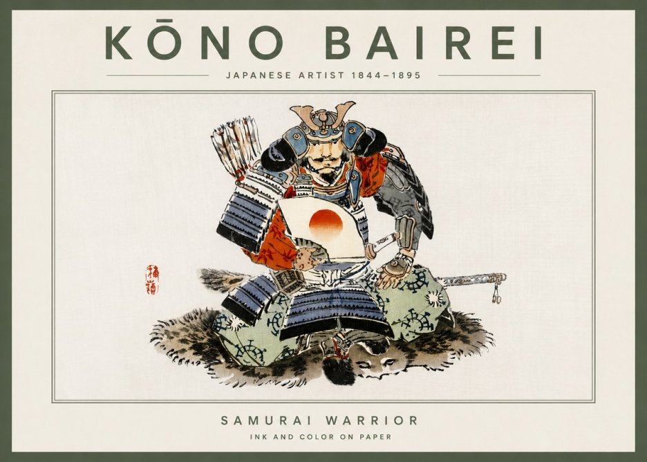 Kōno Bairei Samurai Warrior No4 - Plakát