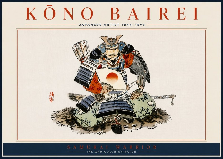 Kōno Bairei Samurai Warrior No5 - Plakát