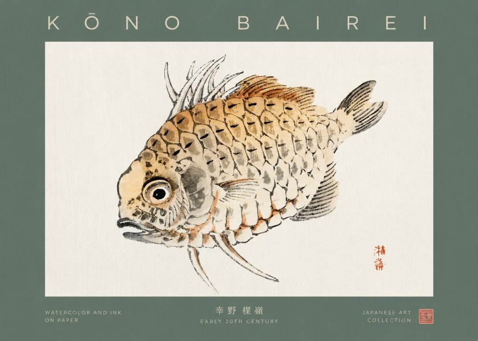 Kōno Bairei Fish III No2 - Plakát