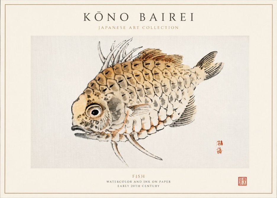 Kōno Bairei Fish III No3 - Plakát