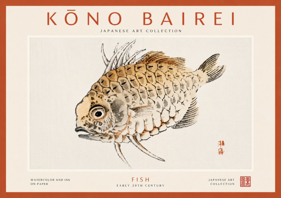 Kōno Bairei Fish III No6 - Plakát