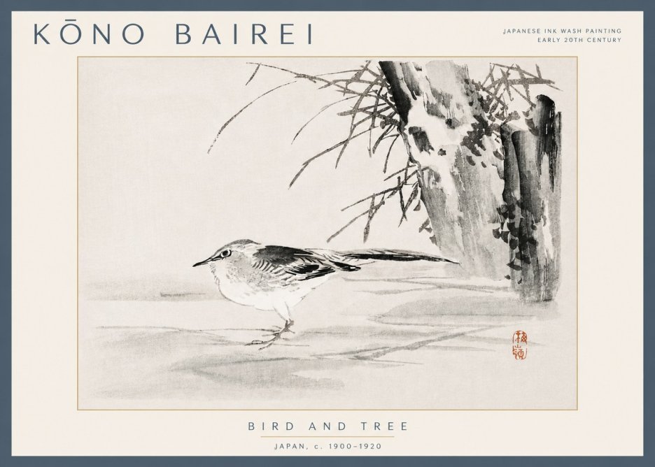 Kōno Bairei Bird and Tree No3 - Plakát