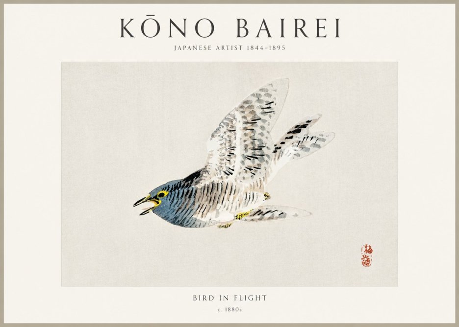 Kōno Bairei Bird in Flight No1 - Plakát
