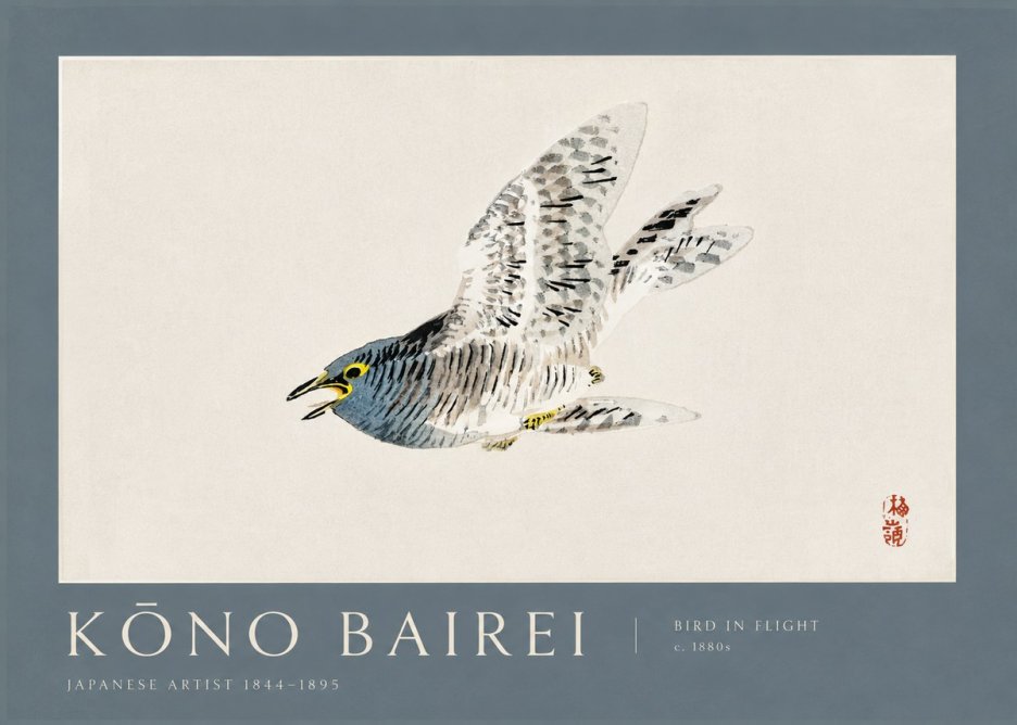 Kōno Bairei Bird in Flight No2 - Plakát