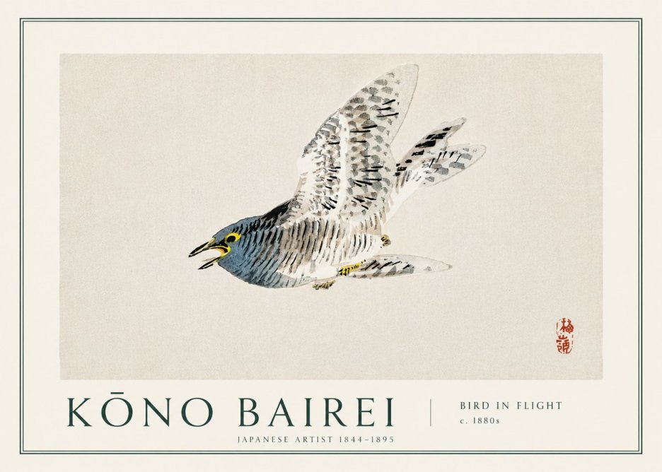 Kōno Bairei Bird in Flight No3 - Plakát