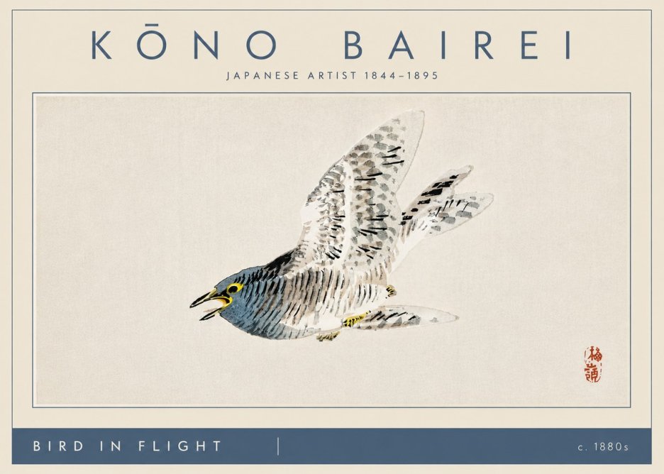 Kōno Bairei Bird in Flight No4 - Plakát