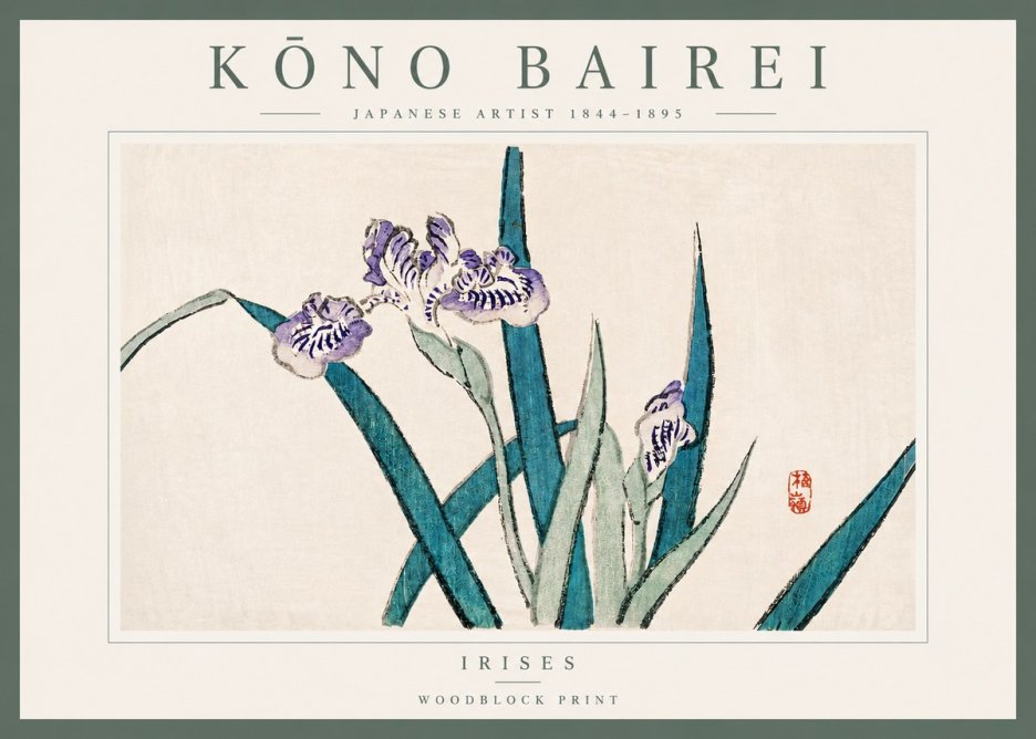 Kōno Bairei Irises No3 - Plakát