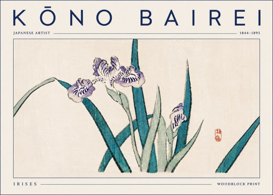 Kōno Bairei Irises No5 - Plakát