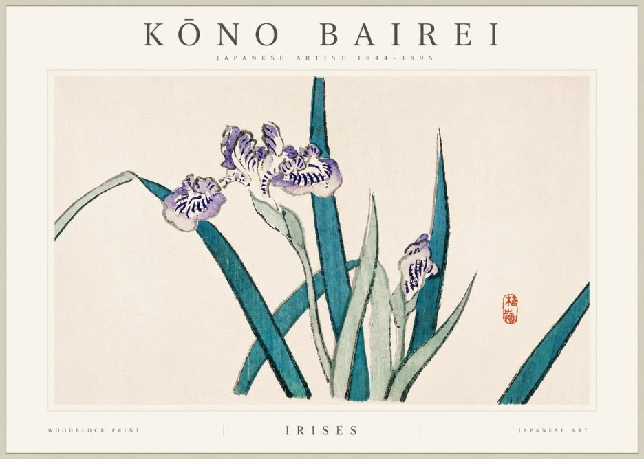 Kōno Bairei Irises No6 - Plakát