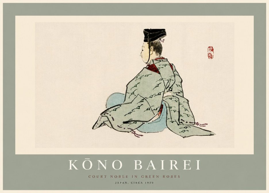 Kōno Bairei Court Noble in Green Robes No2 - Plakát