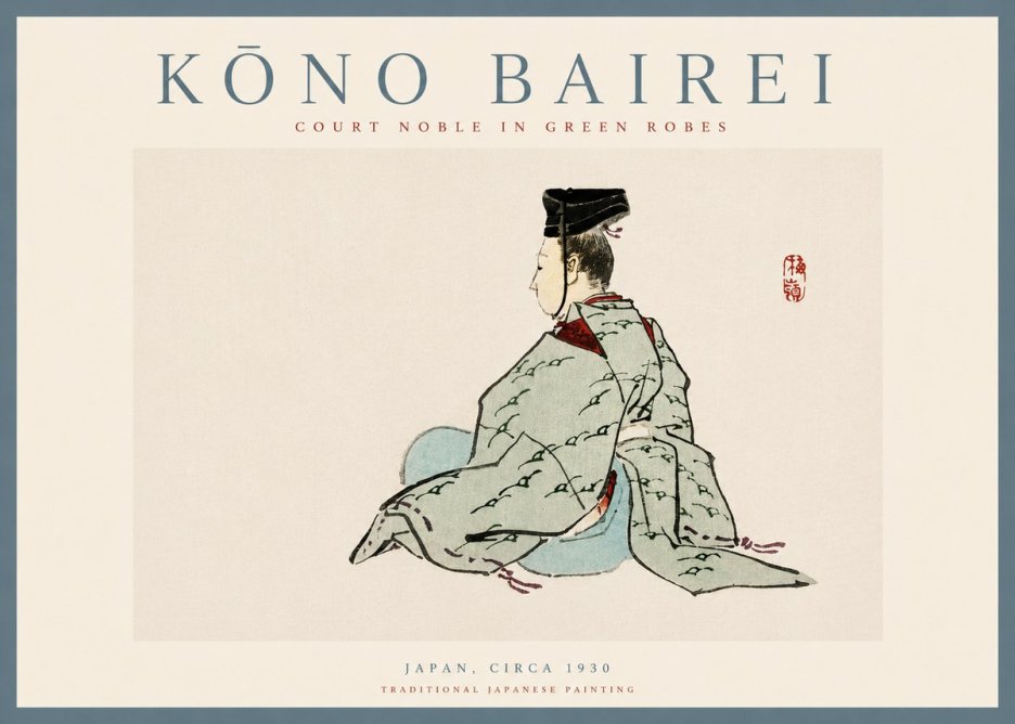 Kōno Bairei Court Noble in Green Robes No3 - Plakát