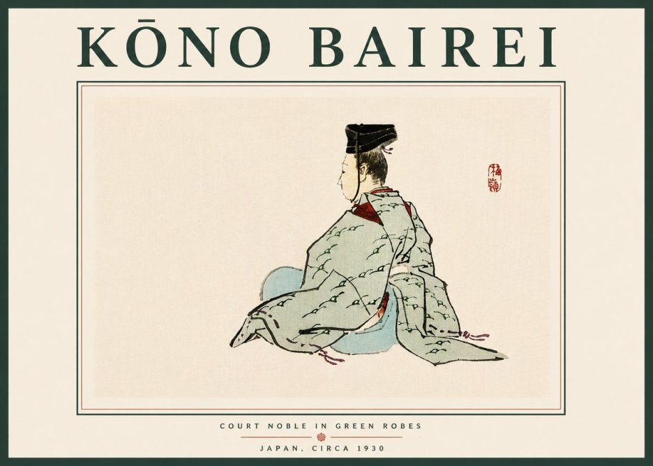 Kōno Bairei Court Noble in Green Robes No6 - Plakát