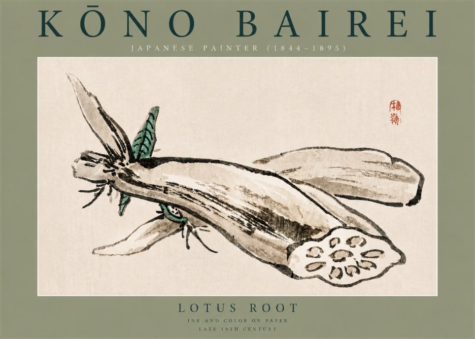 Kōno Bairei Lotus Root No2 - Plakát
