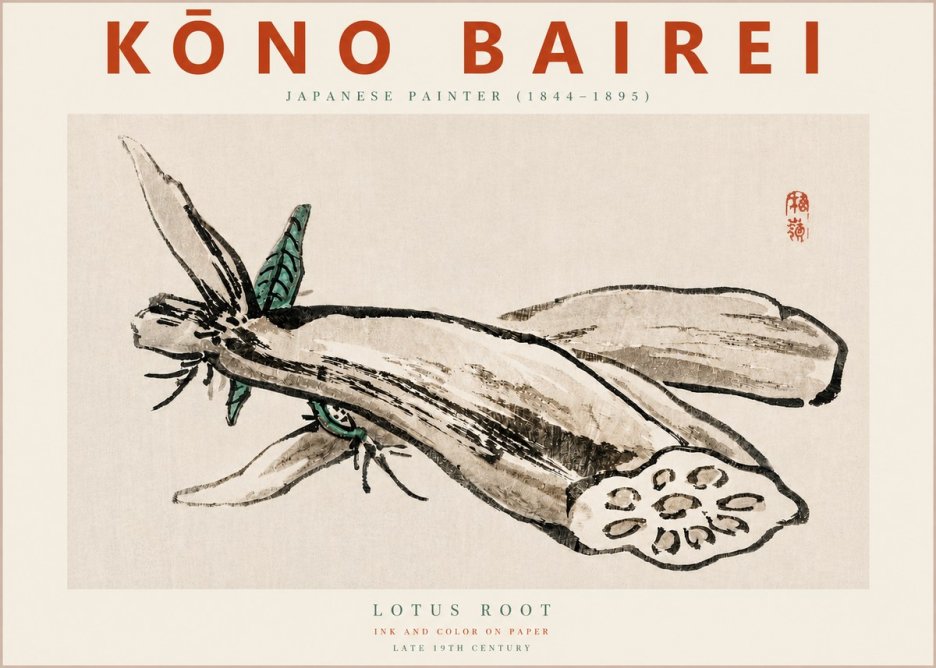 Kōno Bairei Lotus Root No3 - Plakát