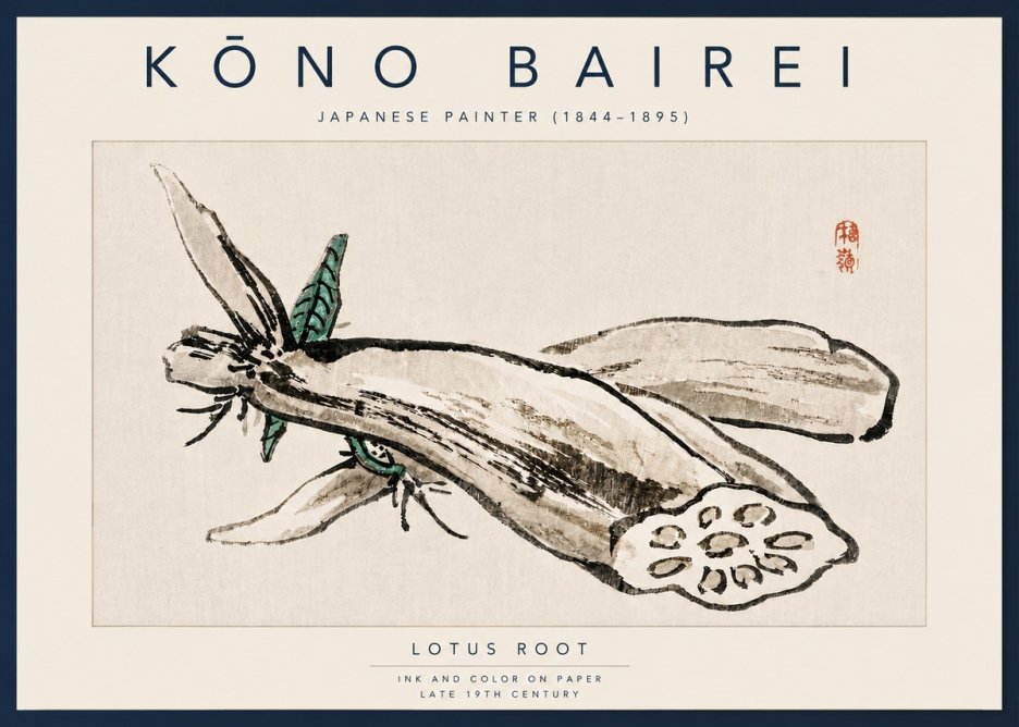 Kōno Bairei Lotus Root No4 - Plakát