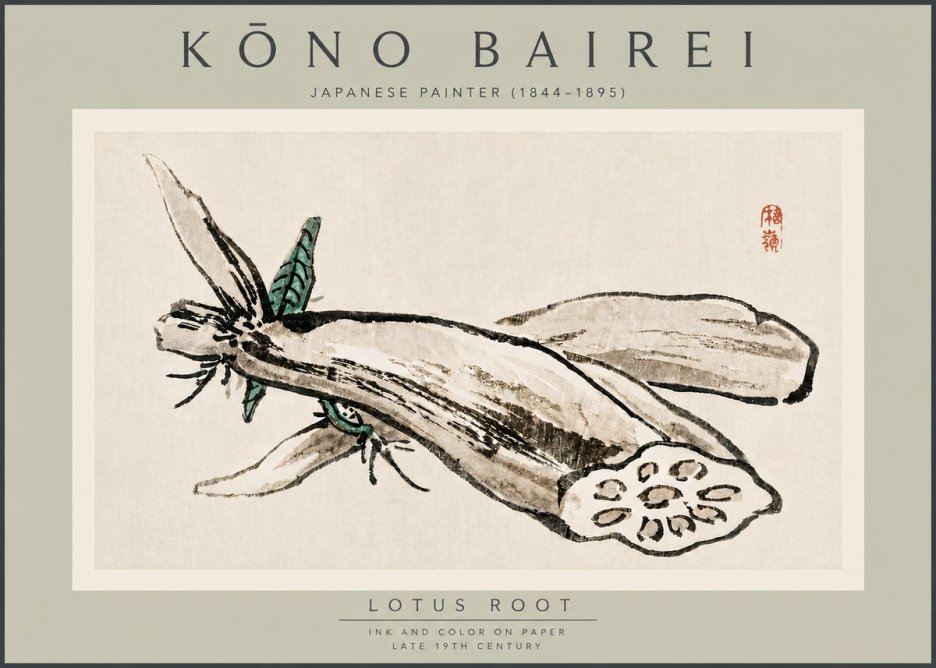 Kōno Bairei Lotus Root No5 - Plakát