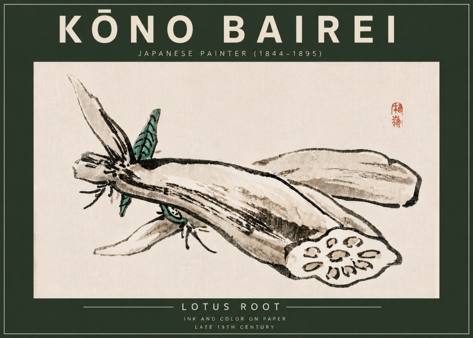 Kōno Bairei Lotus Root No6 - Plakát
