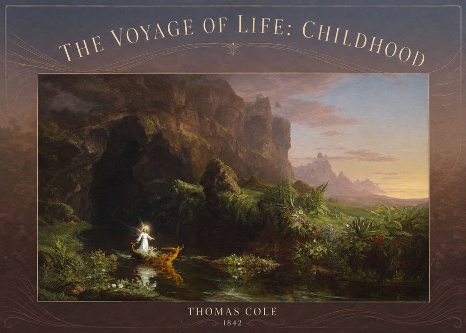 Thomas Cole The Voyage of Life: Childhood I No3 - Plakát