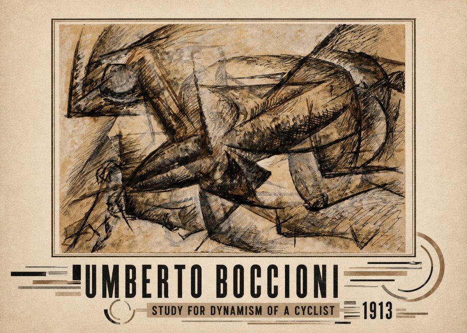 Umberto Boccioni Study for Dynamism of a Cyclist No3 - Plakát