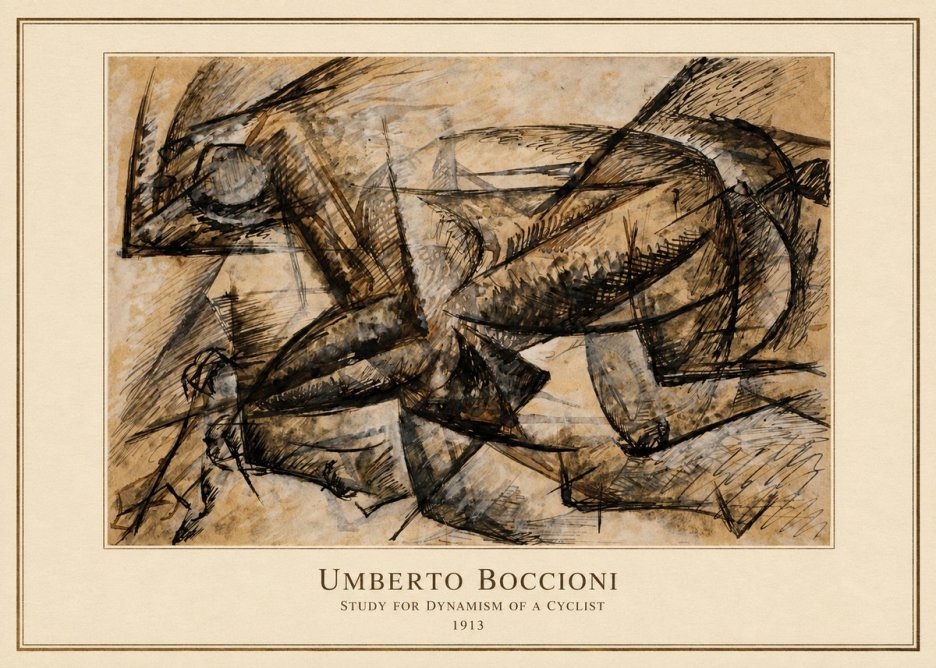 Umberto Boccioni Study for Dynamism of a Cyclist No4 - Plakát