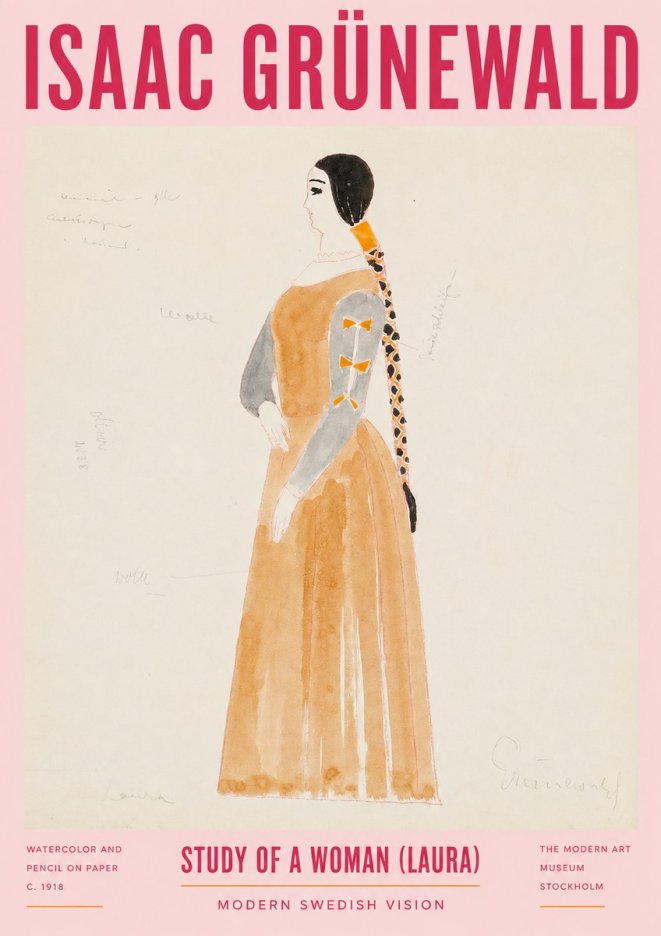 Isaac Grünewald Study of a Woman (Laura) No2 - Plakát