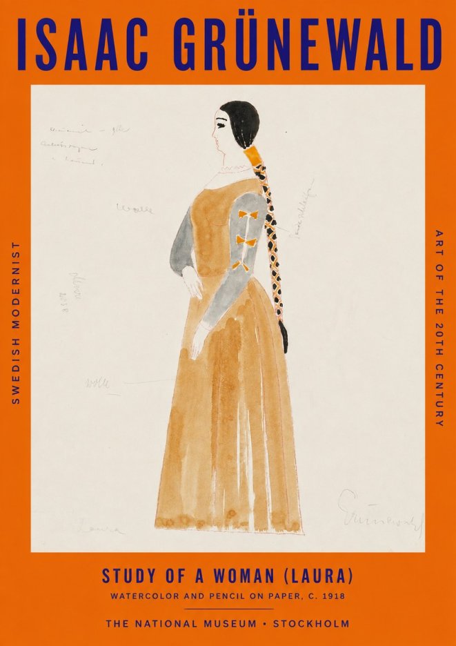 Isaac Grünewald Study of a Woman (Laura) No3 - Plakát