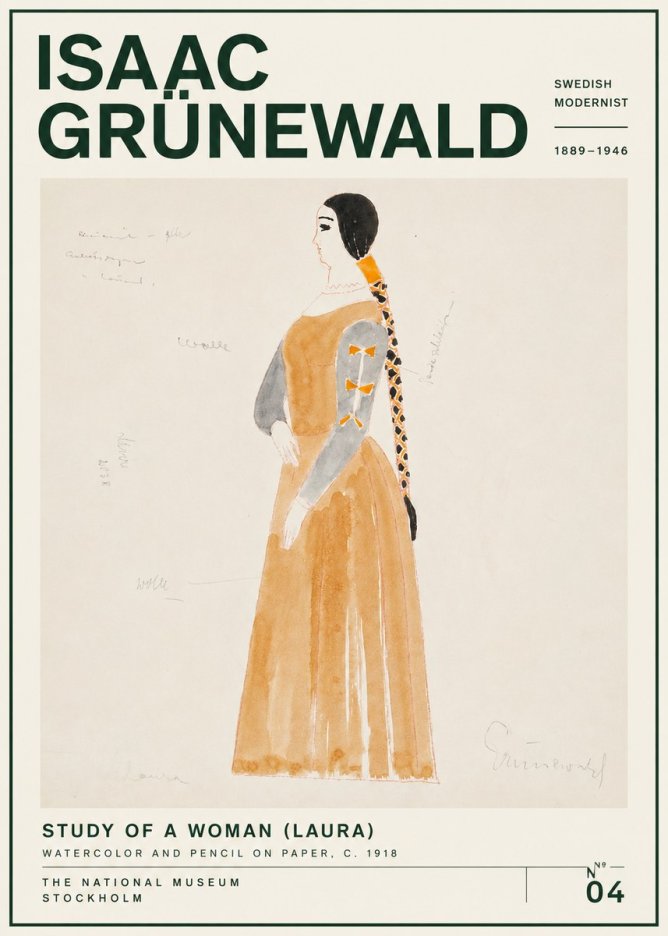 Isaac Grünewald Study of a Woman (Laura) No4 - Plakát