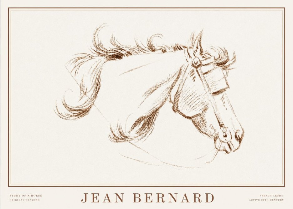 Jean Bernard Study of a Horse I No2 - Plakát