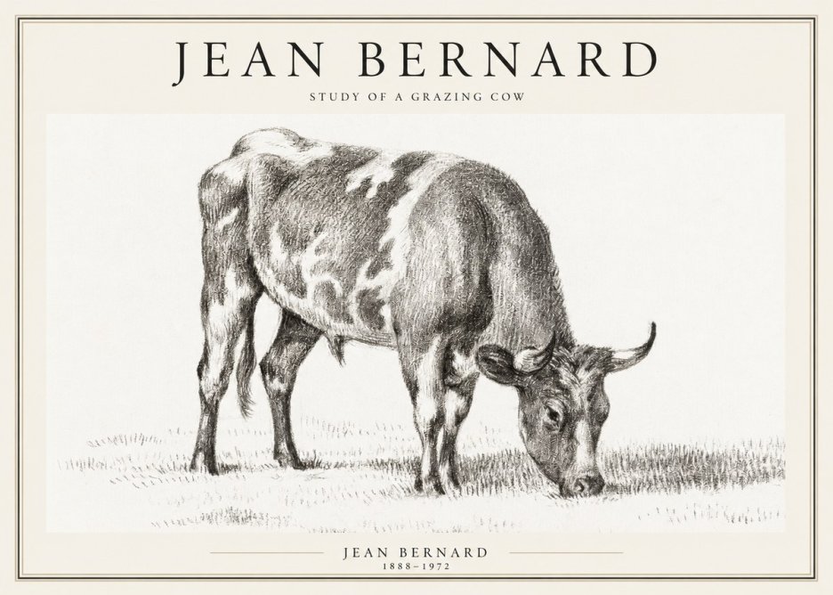 Jean Bernard Grazing Cow I No2 - Plakát
