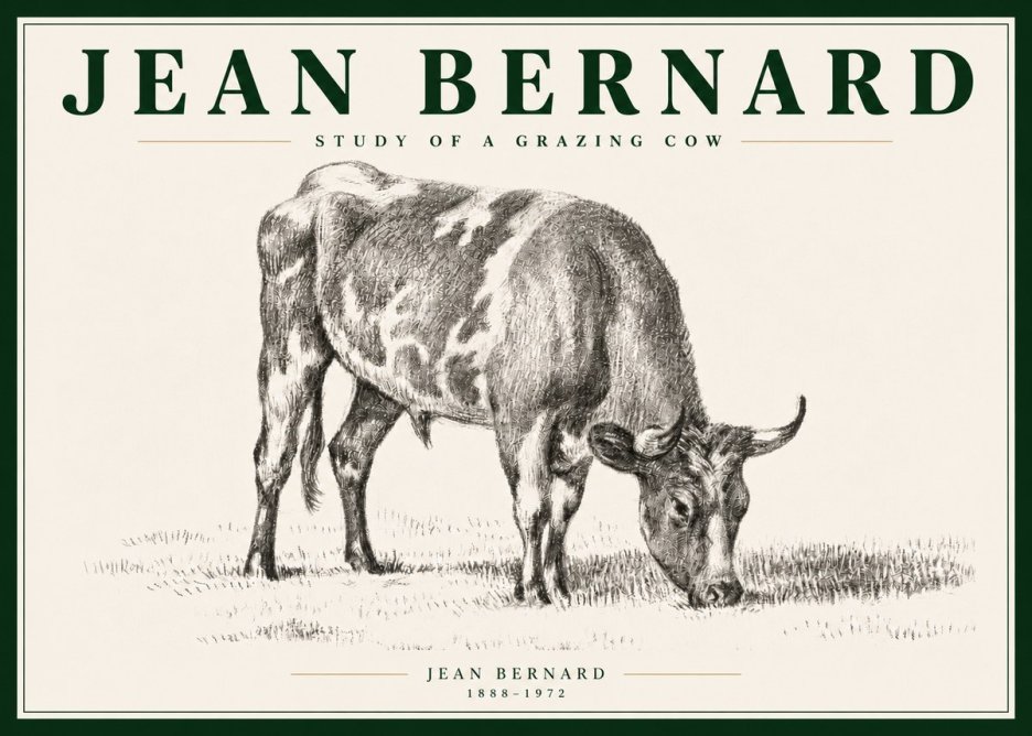 Jean Bernard Grazing Cow I No5 - Plakát